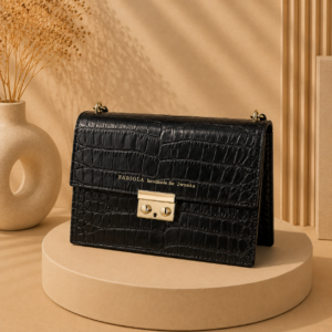 Amelia I M Czarny CroCo mat GOLD